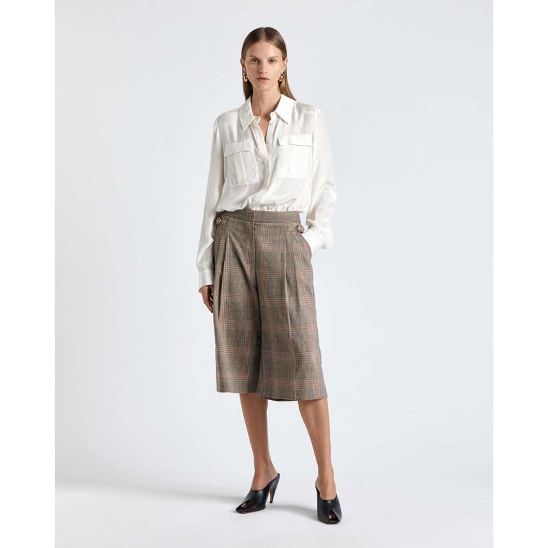 Cue European Linen Wool Check Short image number 3